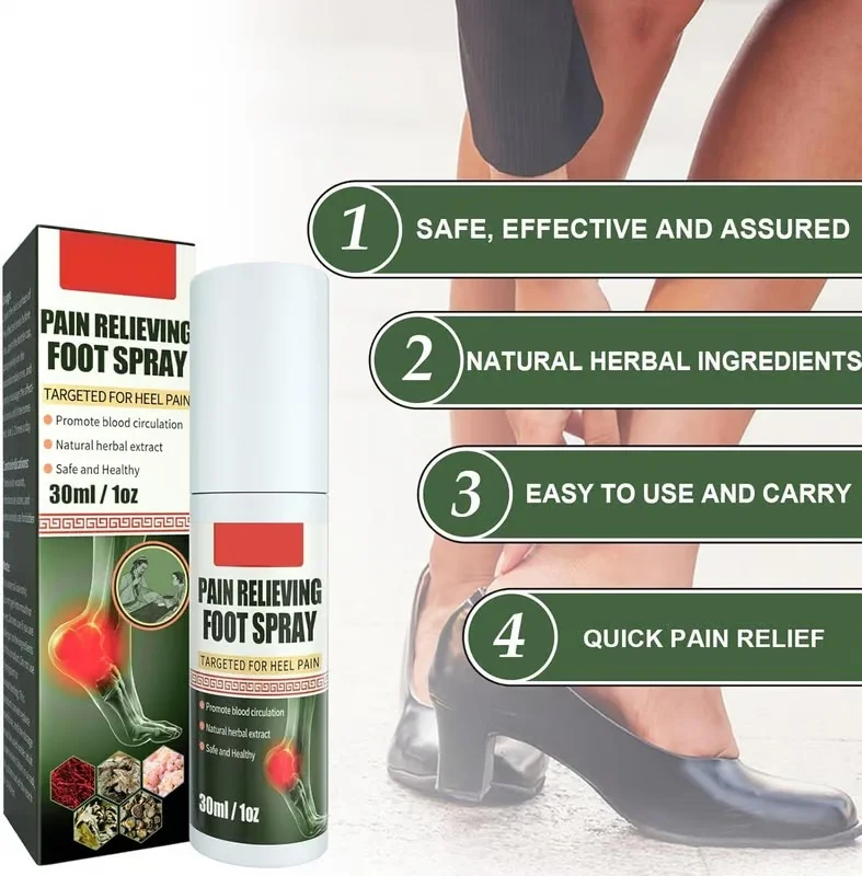 ELHAE Foot Pain Relief Spray 30ml with Eucalyptus & Mint Cooling Heel & Arch Relief Mist for Heel Pain, Sore Feet, Cracked Heels Non-Greasy Daily Use image 3