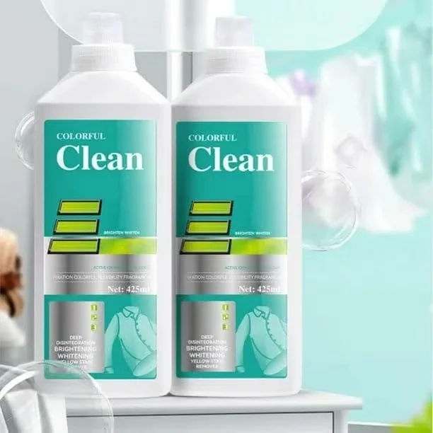 Colorful Clean Oxygen Bleach Liquid 425ml | Color Safe Laundry Brightener, Stain Remover for Clothes, Fabric Whitening Solution, Gentle Non-Chlorine Oxygen Cleaner for Daily Washing Use image 2