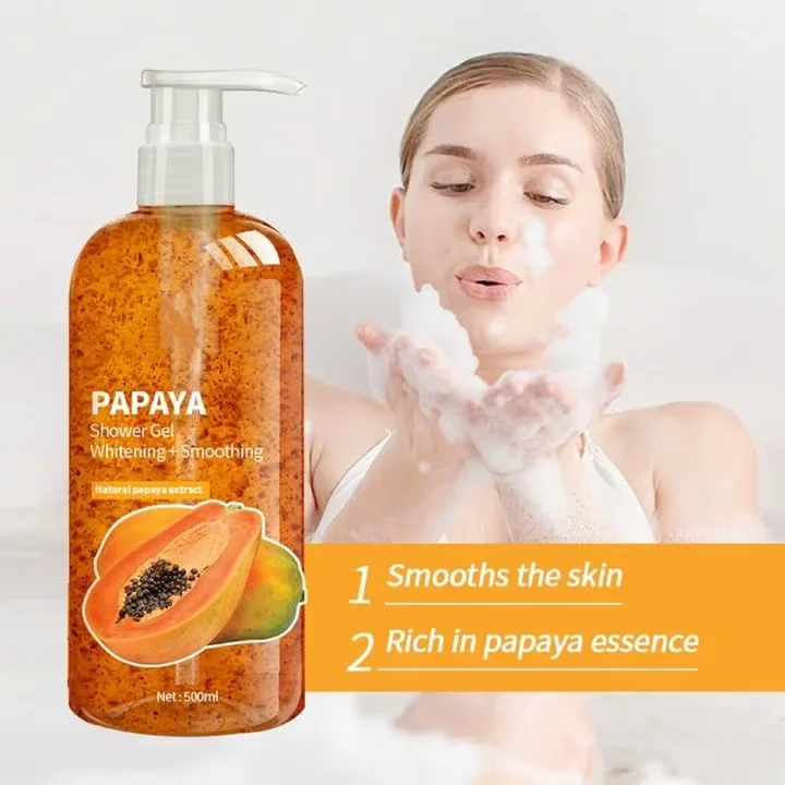 Papaya Brightening & Smoothing Shower Gel with Natural Papaya Extract for Deep Cleansing Hydrating Skin Softening Paraben Free Body Wash for Glowing Fresh Skin Daily Use Unisex 250ml image 2