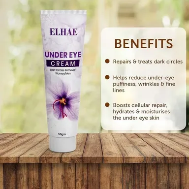 ELAHE Under Eye Cream 50g Gel-Based Dark Circles Removal Cream with Saffron Almond Turmeric Aloe Vera Anti Puffiness Wrinkle Repair Eye Gel for Men Women Brightening Hydrating Under Eye Treatment thumbnail 2