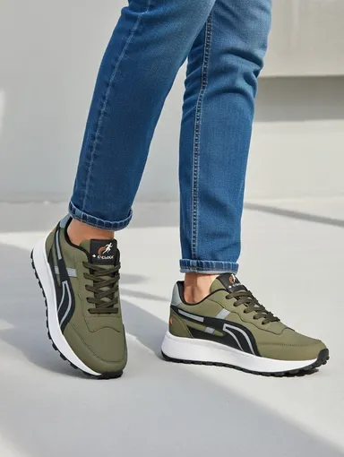 4 O'Clock Men's Olive Green Tactical Sneakers Outdoor Walking Shoes Lightweight Cushioned Military Style Sports Shoes with Anti-Slip Lugged Rubber Sole All Terrain Hiking Training Footwear India Olive 8 thumbnail 1