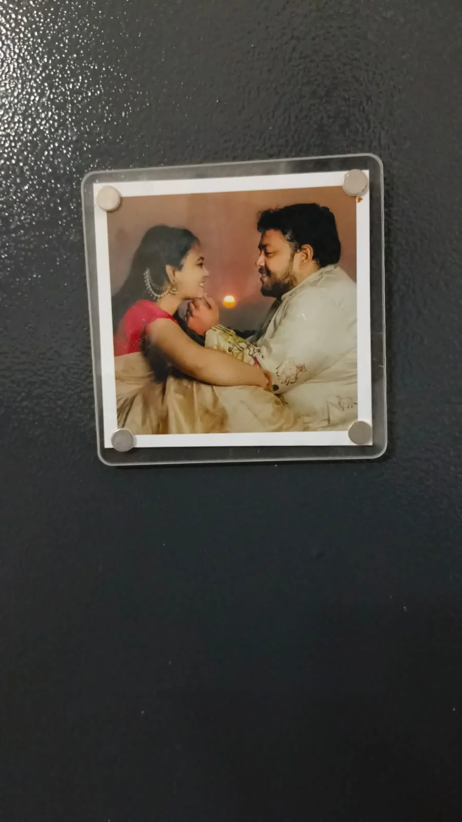 4x4 Inch Acrylic Fridge Magnet Photo Frame Customisable Transparent Glossy UV Printed Square Magnet for Refrigerator Decoration Personalised Gift India image 1