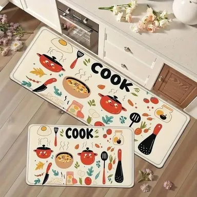Non-Slip Kitchen Floor Mats Set Water Absorbent Anti-Fatigue Standing Rubber Rugs for Kitchen Sink Laundry Office Soft Cushioned Anti Skid Abstract Design Mats India thumbnail 0