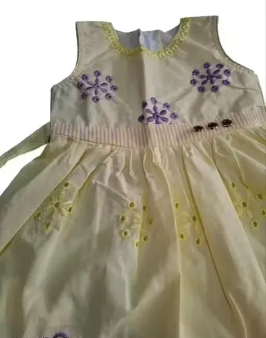 Girls Cotton Frock Dress Age 9–12 Years Soft Breathable A-Line Knee Length Casual Summer Wear Comfortable Daily Wear School Wear Stylish Cotton Dress for Kids India COTTON FROCK 9-12 Months thumbnail 2