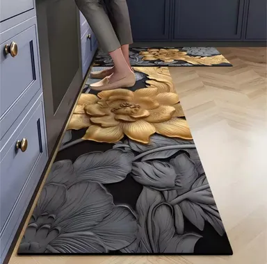 Kitchen Mats Set of 2 Non-Slip Soft Super Absorbent Quick Dry Waterproof Floor Mats for Kitchen Bathroom Entryway Laundry Washable Anti Skid Rug Runner thumbnail 0