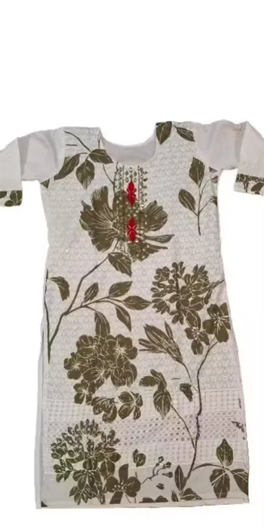 Women’s Chikankari Kurti Cotton Lucknowi Embroidered Ethnic Wear Straight Fit Summer Kurta Soft Breathable Daily Wear Office Wear Festive Traditional Kurti India Chikankari KURTI XL thumbnail 1