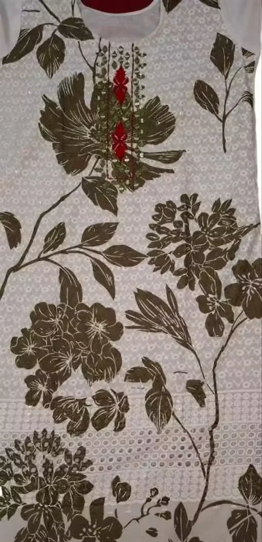 Women’s Chikankari Kurti Cotton Lucknowi Embroidered Ethnic Wear Straight Fit Summer Kurta Soft Breathable Daily Wear Office Wear Festive Traditional Kurti India Chikankari KURTI XL image 3