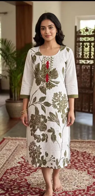 Women’s Chikankari Kurti Cotton Lucknowi Embroidered Ethnic Wear Straight Fit Summer Kurta Soft Breathable Daily Wear Office Wear Festive Traditional Kurti India Chikankari KURTI XL thumbnail 0