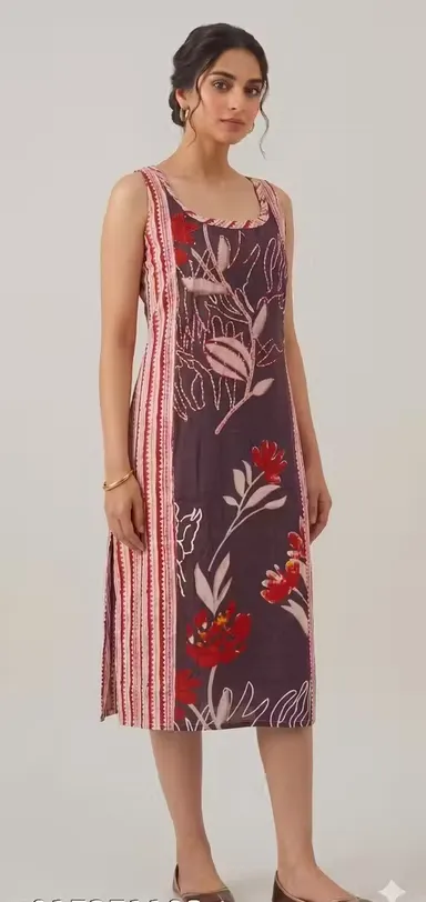 Women’s Rayon Kurti Sleeveless Inner Wear Layering Kurti Soft Breathable Casual Ethnic Wear Straight Fit Summer Daily Wear Lightweight Stylish Rayon Kurti India COTTON KURTI  XL thumbnail 0