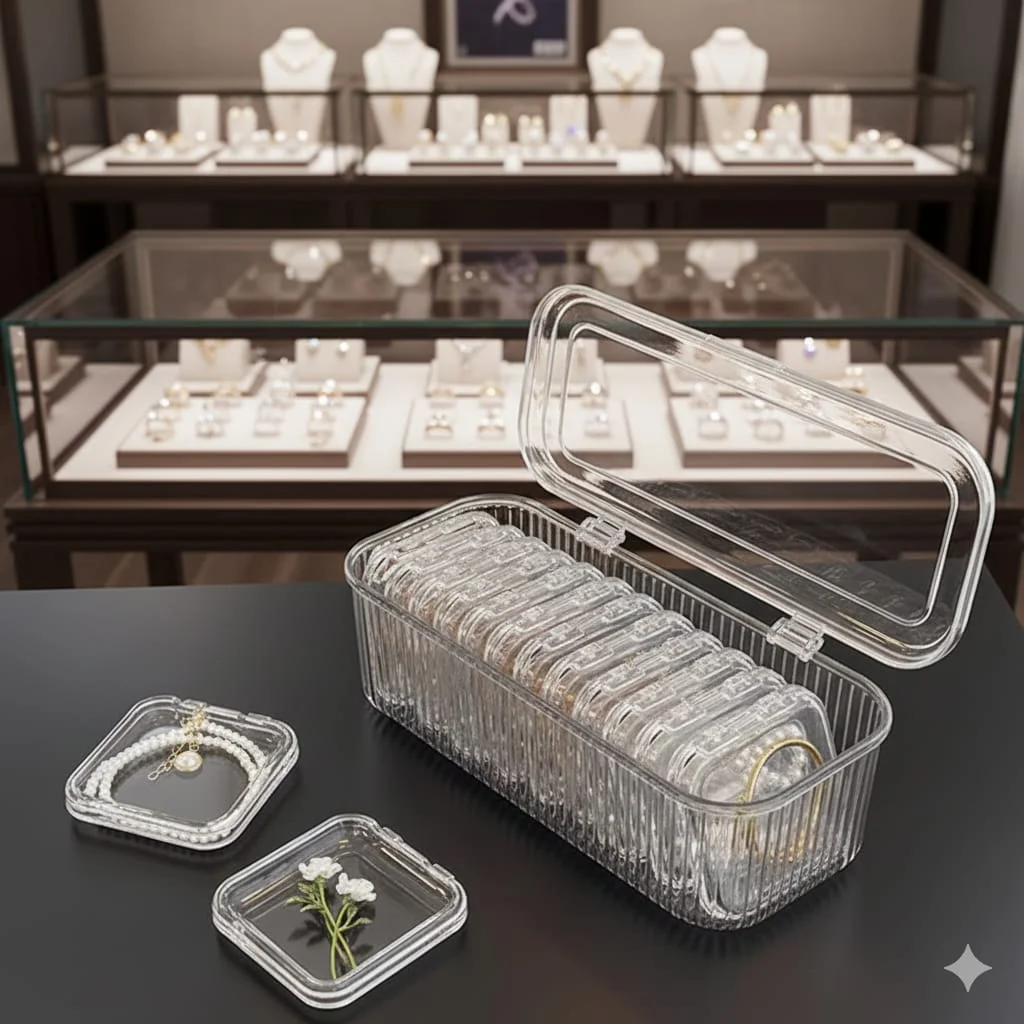 Acrylic Jewellery Box Multi Layer Transparent Jewellery Organizer with Drawer System Ring Holder Necklace Earrings Storage Case for Women Dressing Table Vanity Makeup Storage Organizer Box image 4