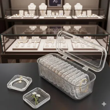 Acrylic Jewellery Box Multi Layer Transparent Jewellery Organizer with Drawer System Ring Holder Necklace Earrings Storage Case for Women Dressing Table Vanity Makeup Storage Organizer Box thumbnail 3