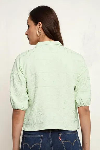 itshe Boho Print Oversized T-Shirt for Women Loose Fit Half Sleeve Round Neck Casual Graphic Cotton Tee Summer Streetwear Plus Size Trendy Ladies Top India Mint Green S thumbnail 1