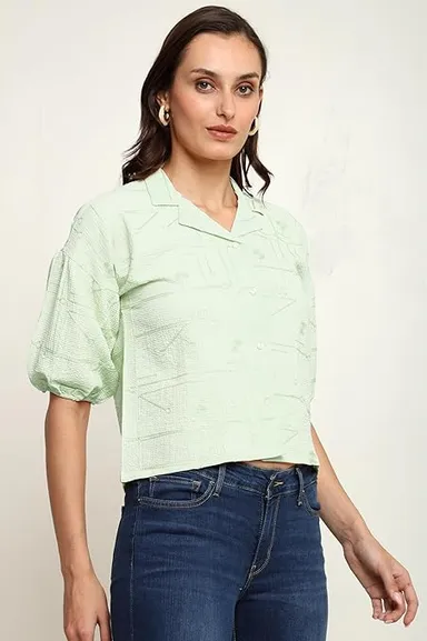 itshe Boho Print Oversized T-Shirt for Women Loose Fit Half Sleeve Round Neck Casual Graphic Cotton Tee Summer Streetwear Plus Size Trendy Ladies Top India Mint Green S thumbnail 2