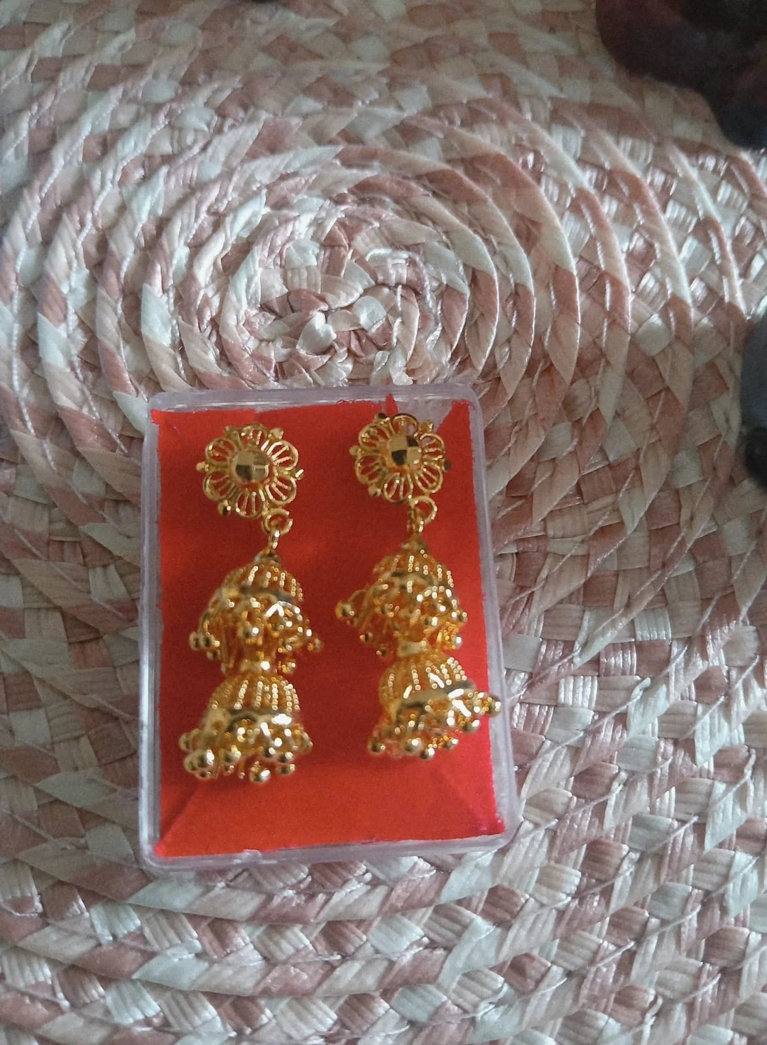 Elegant Handcrafted Double Layer Gold Plated Drop Earrings for Women Wedding Jewellery Ethnic Party Traditional Indian Dangle Earrings Festive Gift Gold Tone Statement Earrings image 5