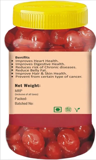 Cherry Murabba 500g Shuddh Pure Handcrafted Traditional Indian Red Cherry Berry Preserve Sweet Tangy Ayurvedic Fruit Murabba Authentic Homemade Recipe Pack thumbnail 1