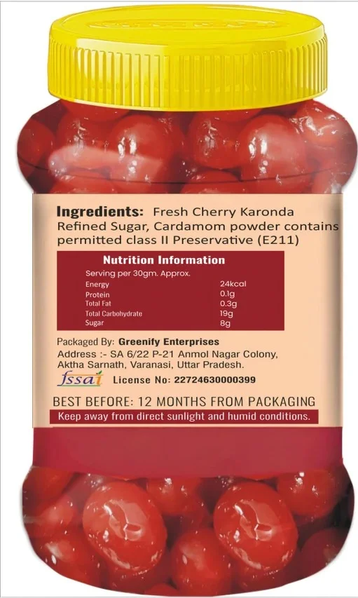 Cherry Murabba 500g Shuddh Pure Handcrafted Traditional Indian Red Cherry Berry Preserve Sweet Tangy Ayurvedic Fruit Murabba Authentic Homemade Recipe Pack image 3