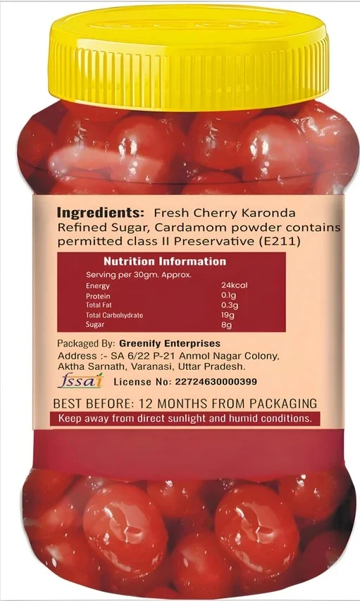 Homemade Amla Cherry Murabba 1 Kg Sweet Tangy Gooseberry Red Berry Preserve Handcrafted Traditional Indian Ayurvedic Fruit Murabba 2 x 500 g Pack image 3