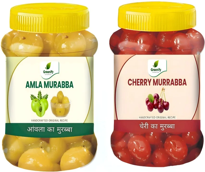 Homemade Amla Cherry Murabba 1 Kg Sweet Tangy Gooseberry Red Berry Preserve Handcrafted Traditional Indian Ayurvedic Fruit Murabba 2 x 500 g Pack image 1