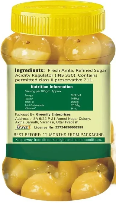 Pure Bamboo Baans and Amla Murabba 1 Kg Handcrafted Traditional Indian Ayurvedic Sweet Rich in Vitamin C Silica Natural Gooseberry Fruit Preserve 2 x 500 g Pack thumbnail 1