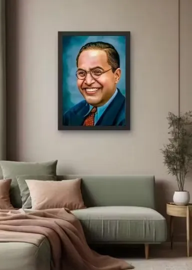 Dr Bhimrao Ambedkar Wooden Wall Photo Frame A4 Size 10x13 Inch | Baba Saheb Ambedkar Portrait Wall Art Frame for Home, Office, Study Room & Inspirational Decor Gift thumbnail 1