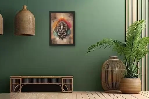 Lord Ganesha Ji Laminated God Photo Frame for Home Temple & Office Decor | Hindu Pooja Mandir Wall Poster | Spiritual Ganpati Wall Art Gift for Living Room Bedroom पूजा Room Decoration image 2