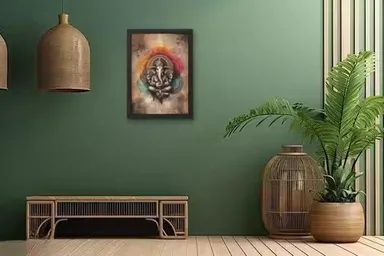 Lord Ganesha Ji Laminated God Photo Frame for Home Temple & Office Decor | Hindu Pooja Mandir Wall Poster | Spiritual Ganpati Wall Art Gift for Living Room Bedroom पूजा Room Decoration thumbnail 1