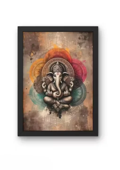 Lord Ganesha Ji Laminated God Photo Frame for Home Temple & Office Decor | Hindu Pooja Mandir Wall Poster | Spiritual Ganpati Wall Art Gift for Living Room Bedroom पूजा Room Decoration image 1