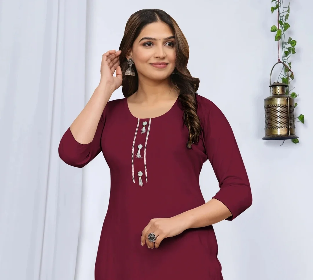 N S CLOTHING Pack of 2 Women Cotton Blend Khadi Cotton A-Line Kurta Combo Set Maroon Solid Striped Woven Design Ethnic Casual Office Wear Kurti for Daily Wear Festive Traditional Indian Clothing Maroon XL image 2