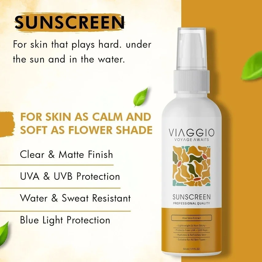 Viaggio Sunscreen SPF 50 PA+++ Face & Body Broad Spectrum UVA UVB Protection 50ml Lightweight Non Greasy Daily Sun Protection Cream for Men & Women Water Resistant Sunscreen for All Skin Types India image 2