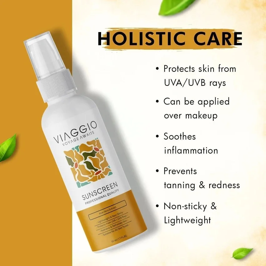 Viaggio Sunscreen SPF 50 PA+++ Face & Body Broad Spectrum UVA UVB Protection 50ml Lightweight Non Greasy Daily Sun Protection Cream for Men & Women Water Resistant Sunscreen for All Skin Types India image 3