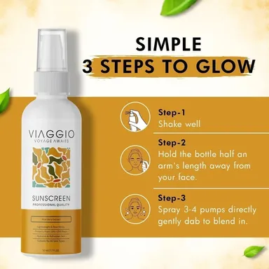 Viaggio Sunscreen SPF 50 PA+++ Face & Body Broad Spectrum UVA UVB Protection 50ml Lightweight Non Greasy Daily Sun Protection Cream for Men & Women Water Resistant Sunscreen for All Skin Types India thumbnail 3