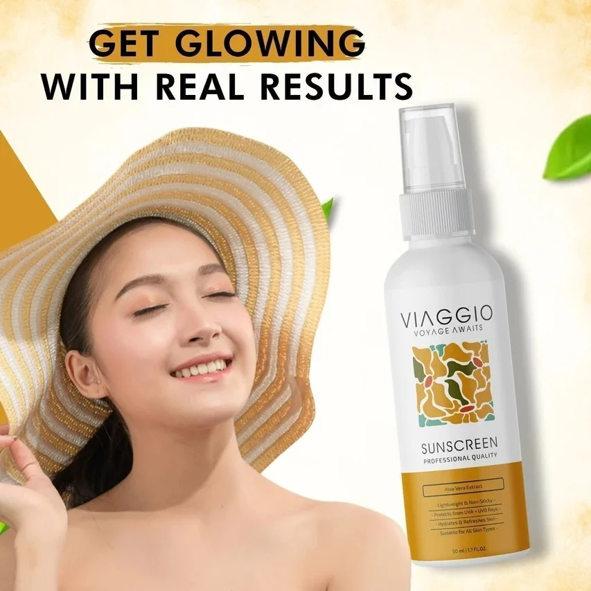 Viaggio Sunscreen SPF 50 PA+++ Face & Body Broad Spectrum UVA UVB Protection 50ml Lightweight Non Greasy Daily Sun Protection Cream for Men & Women Water Resistant Sunscreen for All Skin Types India image 5