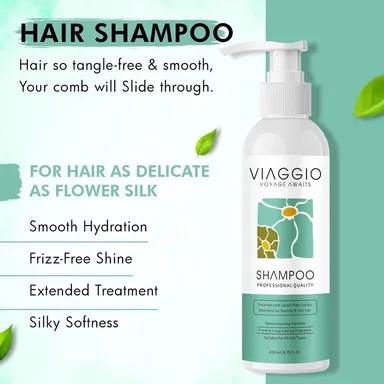Viaggio Anti Dandruff Shampoo 200ml for Hair Fall Control Deep Conditioning Scalp Cleansing Shampoo for Men & Women with Anti Dandruff Formula for Dry Itchy Flaky Scalp Strengthening Hair Care Shampoo India Daily Use thumbnail 1