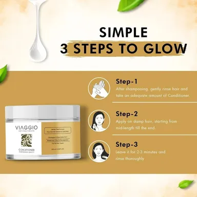 Viaggio Hair Conditioner 100g for Dry Frizzy Damaged Hair Smooth & Shine Deep Nourishing Repair Conditioner for Men & Women Anti Frizz Softening Hair Care Cream for Silky Smooth Manageable Hair India thumbnail 3