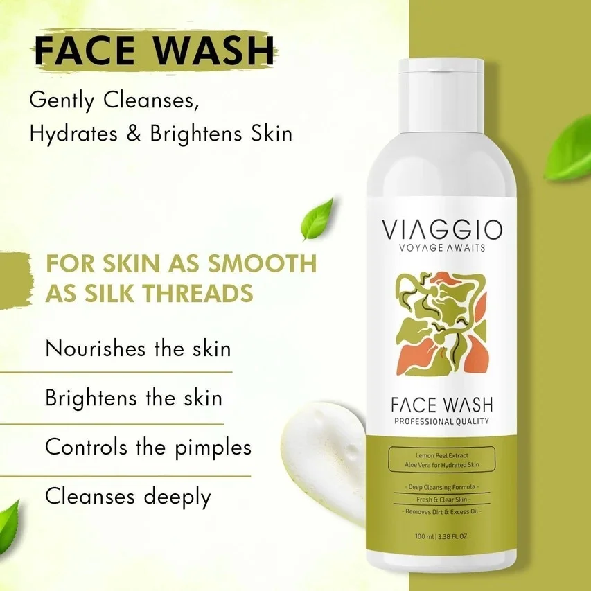 Viaggio Oil Control & Acne Prone Skin Face Wash 100ml with Salicylic Acid Deep Cleansing Gel Cleanser for Men & Women for Pimples Acne Blackheads Excess Oil Control Pore Purifying Face Wash India Daily Use image 2