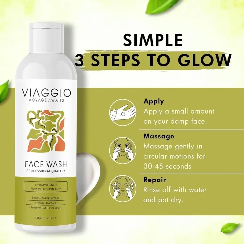 Viaggio Oil Control & Acne Prone Skin Face Wash 100ml with Salicylic Acid Deep Cleansing Gel Cleanser for Men & Women for Pimples Acne Blackheads Excess Oil Control Pore Purifying Face Wash India Daily Use image 4