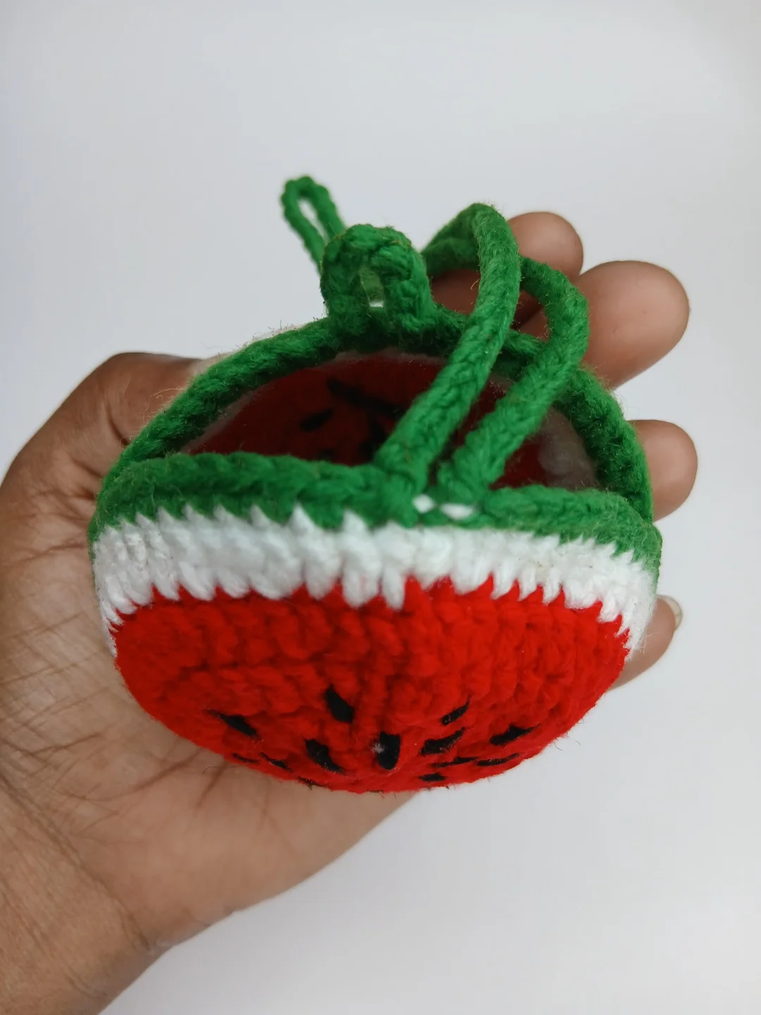 Handmade Crochet Watermelon Design Multi Purpose Storage Pouch Coin Purse AirPods Case Keychain Bag Charm Cute Travel Organizer Gift Pouch image 2