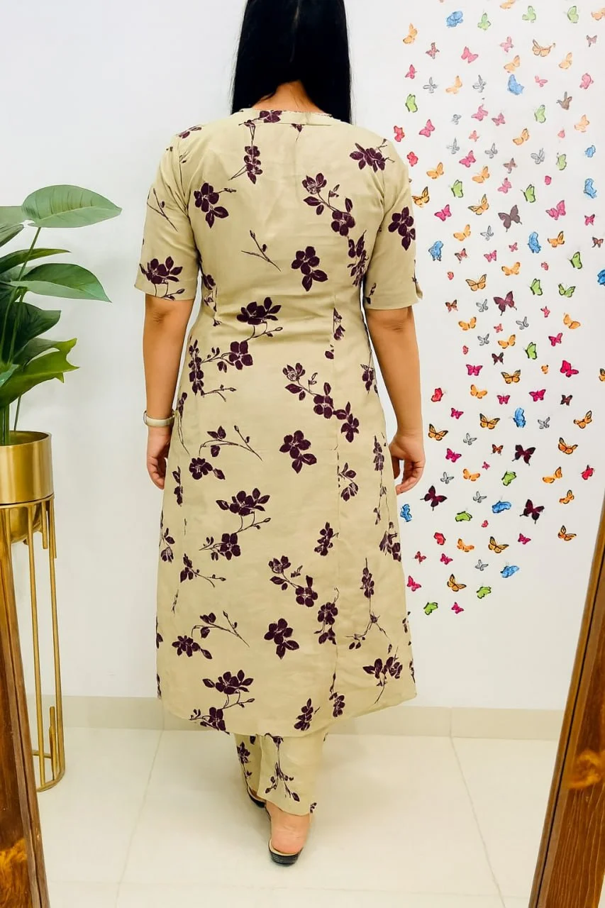 Women's Ethnic Co-Ord Set | Kurta Pant Set | Kurta Palazzo Set | Stylish Cotton Suit Set for Women, Festival Co-ord Set 2980 PURPLE XXL image 2