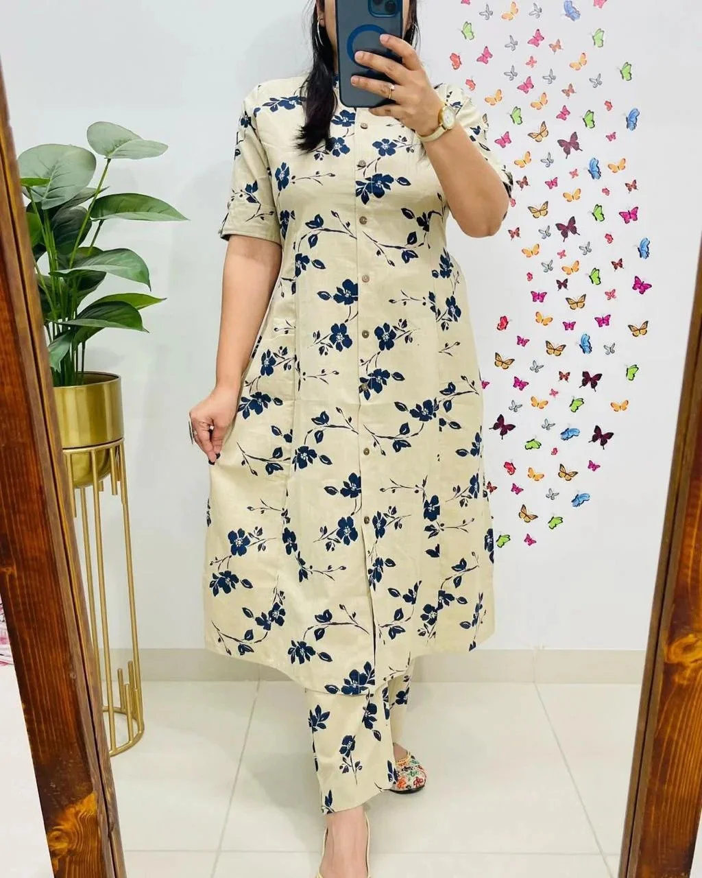 Women's Ethnic Co-Ord Set | Kurta Pant Set | Kurta Palazzo Set | Stylish Cotton Suit Set for Women, Festival Co-ord Set 2980 BLUE 3XL image 1