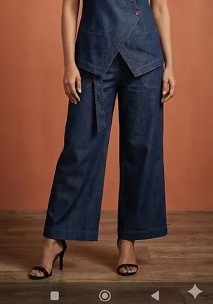 Women Denim Co-ord Set for Girls & Women Blue Cotton Blend Casual Western Two Piece Outfit with Top & Pant Stylish Matching Set for Party Travel Brunch Streetwear Co-ord Set S thumbnail 2