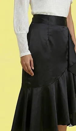 Women Black Ruffle Maxi Skirt High-Waist Flowy Full-Length Summer Party Casual Evening Wear Elegant Ethnic Boho Skirts for Women India Skirt Black  L thumbnail 2