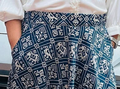 Women Blue Mashroo Silk Skirt Ethnic Handwoven Flowy Midi Maxi Skirt for Festival, Party, Casual, Summer, and Traditional Indian Wear Skirt Blue XL thumbnail 3