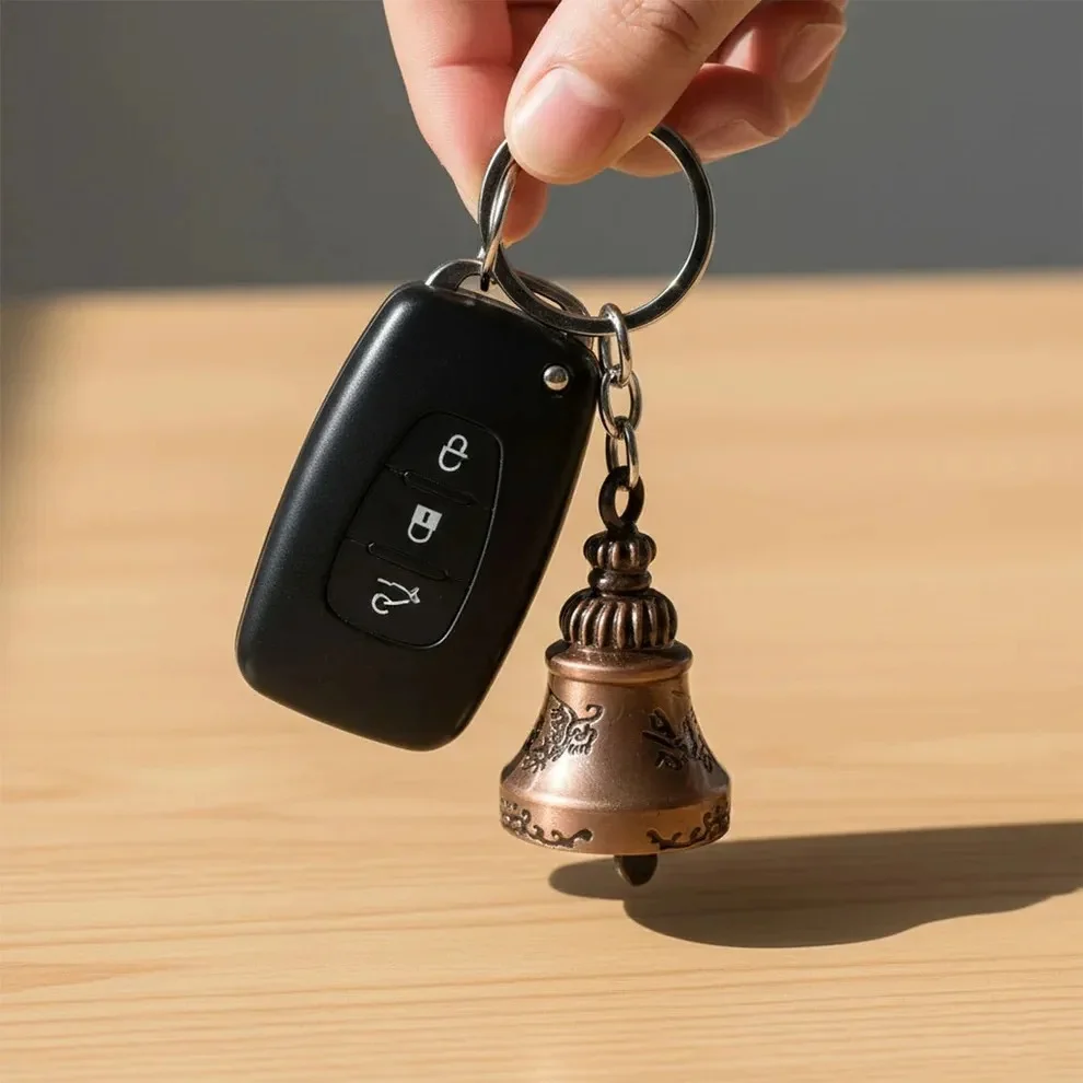 Guardian Bell Shape Mini Metal Keychain for Bike Car Motorcycle |Lucky Charm Good Luck Protective Key Ring 1 Pc image 2