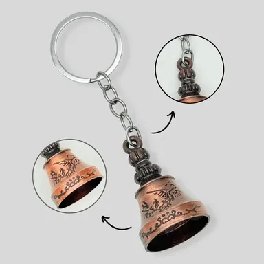 Guardian Bell Shape Mini Metal Keychain for Bike Car Motorcycle |Lucky Charm Good Luck Protective Key Ring 1 Pc thumbnail 3