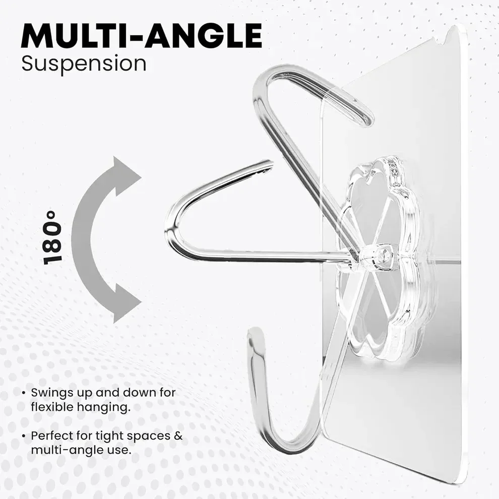 Multipurpose Strong Small Stainless Steel Adhesive Wall Hooks | Durable Silver Self-Adhesive Hook for Kitchen Bathroom Office Home| Heavy-Duty Weight Bearing, Easy Installation|1 Pc image 2