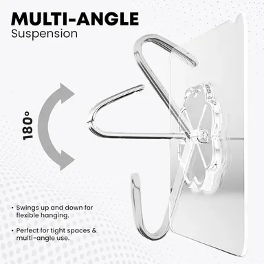 Multipurpose Strong Small Stainless Steel Adhesive Wall Hooks | Durable Silver Self-Adhesive Hook for Kitchen Bathroom Office Home| Heavy-Duty Weight Bearing, Easy Installation|1 Pc thumbnail 1