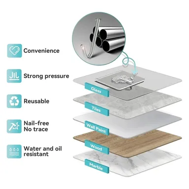 Multipurpose Strong Small Stainless Steel Adhesive Wall Hooks | Durable Silver Self-Adhesive Hook for Kitchen Bathroom Office Home| Heavy-Duty Weight Bearing, Easy Installation|1 Pc thumbnail 3