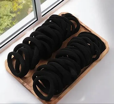 Premium Black Elastic Hair Rubber Bands for Women & Girls | Soft, Strong, Damage-Free Hair Ties, Pack of 30, Gentle on Hair, Perfect for Ponytails, Braids, Daily Styling thumbnail 1