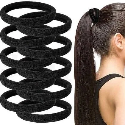 Premium Black Elastic Hair Rubber Bands for Women & Girls | Soft, Strong, Damage-Free Hair Ties, Pack of 30, Gentle on Hair, Perfect for Ponytails, Braids, Daily Styling image 3