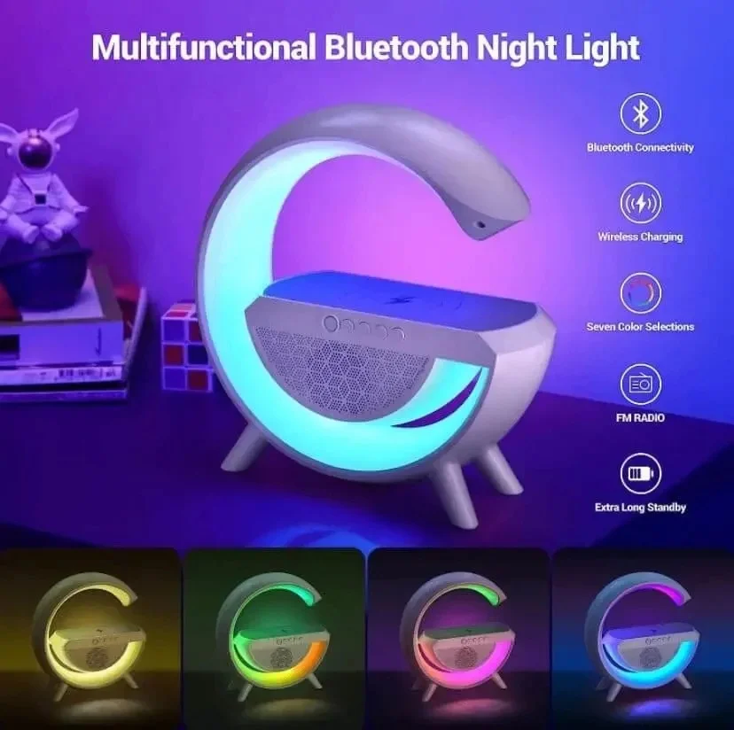 RGB Night LED Table Lamp with Bluetooth Speaker and Wireless Charging Pad |Smart Multifunctional Desk Lamp for Bedroom, Office, Study Table, Gaming Setup, Wireless Music Player & Phone Charging Station image 3